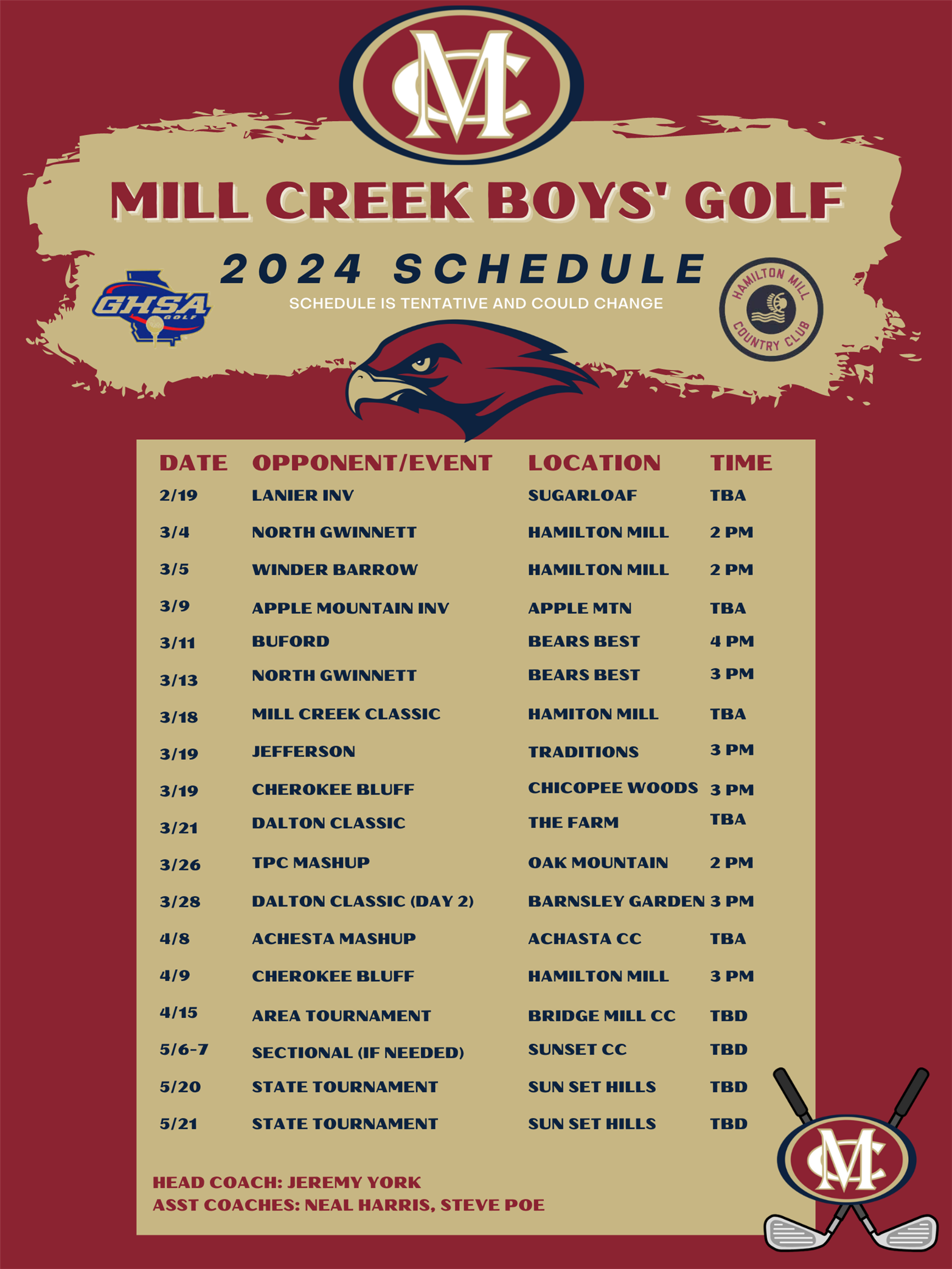 boys golf schedule 2024